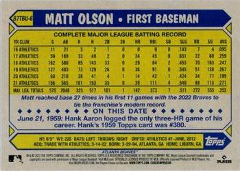 2022 Topps Update - 1987 Topps Baseball 35th Anniversary Blue #87TBU-6 Matt Olson Back
