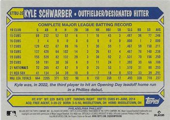 2022 Topps Update - 1987 Topps Baseball 35th Anniversary Blue #87TBU-35 Kyle Schwarber Back