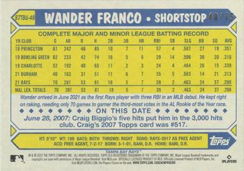 2022 Topps Update - 1987 Topps Baseball 35th Anniversary Gold #87TBU-48 Wander Franco Back