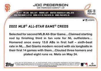 2022 Topps Update - 2022 MLB All-Star Game #ASG-18 Joc Pederson Back
