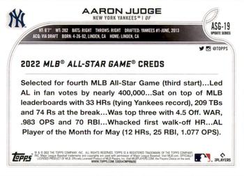 2022 Topps Update - 2022 MLB All-Star Game #ASG-19 Aaron Judge Back