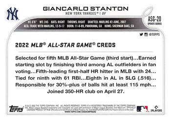 2022 Topps Update - 2022 MLB All-Star Game #ASG-20 Giancarlo Stanton Back