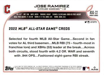 2022 Topps Update - 2022 MLB All-Star Game #ASG-22 Jose Ramirez Back