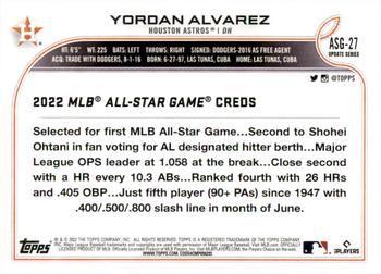 2022 Topps Update - 2022 MLB All-Star Game #ASG-27 Yordan Alvarez Back
