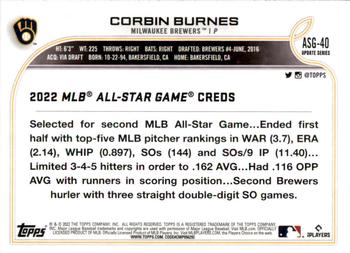 2022 Topps Update - 2022 MLB All-Star Game #ASG-40 Corbin Burnes Back