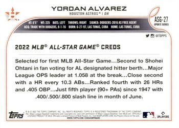 2022 Topps Update - 2022 MLB All-Star Game Blue #ASG-27 Yordan Alvarez Back