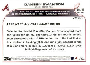 2022 Topps Update - 2022 MLB All-Star Game Blue #ASG-31 Dansby Swanson Back