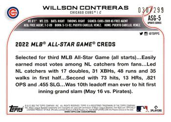 2022 Topps Update - 2022 MLB All-Star Game Black #ASG-5 Willson Contreras Back
