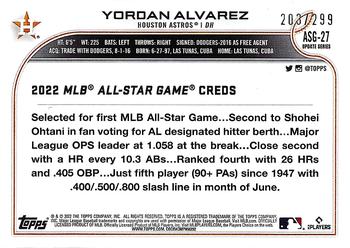2022 Topps Update - 2022 MLB All-Star Game Black #ASG-27 Yordan Alvarez Back