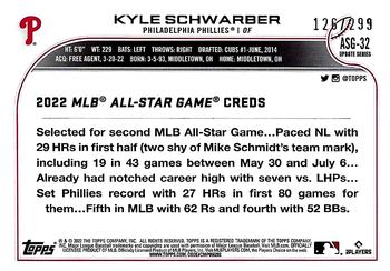 2022 Topps Update - 2022 MLB All-Star Game Black #ASG-32 Kyle Schwarber Back