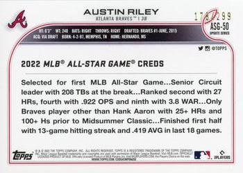 2022 Topps Update - 2022 MLB All-Star Game Black #ASG-50 Austin Riley Back