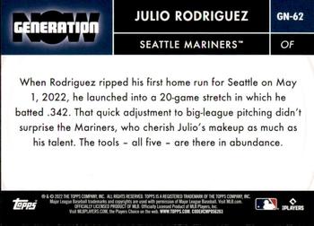 2022 Topps Update - Generation Now #GN-62 Julio Rodriguez Back