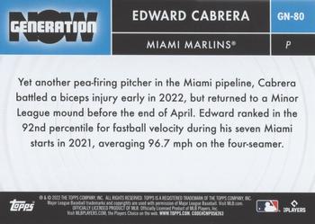 2022 Topps Update - Generation Now #GN-80 Edward Cabrera Back