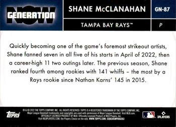 2022 Topps Update - Generation Now #GN-87 Shane McClanahan Back