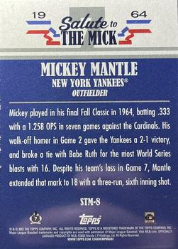 2022 Topps Update - Salute to the Mick #STM-8 Mickey Mantle Back
