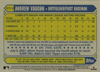 2022 Topps Update - 1987 Topps Baseball 35th Anniversary Chrome Silver Pack #T87C-9 Andrew Vaughn Back