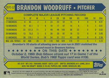 2022 Topps Update - 1987 Topps Baseball 35th Anniversary Chrome Silver Pack #T87C-12 Brandon Woodruff Back