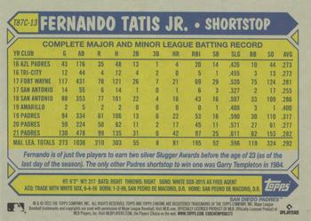2022 Topps Update - 1987 Topps Baseball 35th Anniversary Chrome Silver Pack #T87C-13 Fernando Tatis Jr. Back