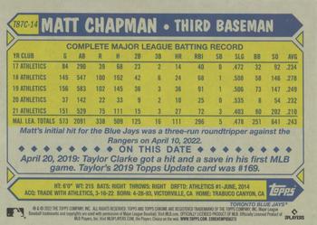 2022 Topps Update - 1987 Topps Baseball 35th Anniversary Chrome Silver Pack #T87C-14 Matt Chapman Back