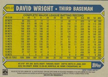 2022 Topps Update - 1987 Topps Baseball 35th Anniversary Chrome Silver Pack #T87C-37 David Wright Back