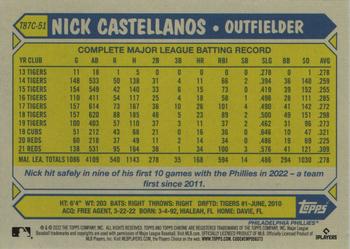 2022 Topps Update - 1987 Topps Baseball 35th Anniversary Chrome Silver Pack #T87C-51 Nick Castellanos Back