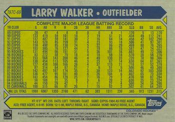 2022 Topps Update - 1987 Topps Baseball 35th Anniversary Chrome Silver Pack #T87C-69 Larry Walker Back