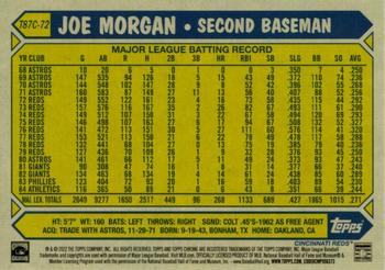 2022 Topps Update - 1987 Topps Baseball 35th Anniversary Chrome Silver Pack #T87C-72 Joe Morgan Back