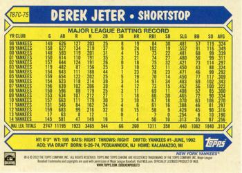 2022 Topps Update - 1987 Topps Baseball 35th Anniversary Chrome Silver Pack #T87C-75 Derek Jeter Back