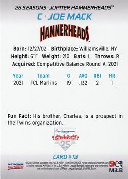 2022 Choice Jupiter Hammerheads #13 Joe Mack Back