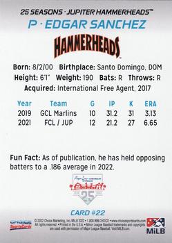2022 Choice Jupiter Hammerheads #22 Edgar Sanchez Back