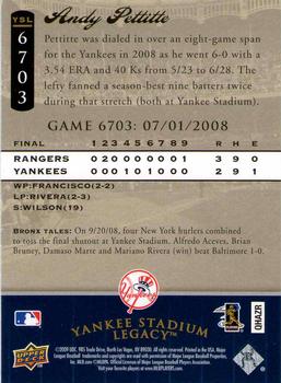 2009 Upper Deck - 2008 Upper Deck Yankee Stadium Legacy Update #6703 Andy Pettitte Back