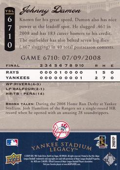 2009 Upper Deck - 2008 Upper Deck Yankee Stadium Legacy Update #6710 Johnny Damon Back