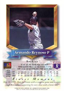 1994 Finest - Refractors #14 Armando Reynoso Back