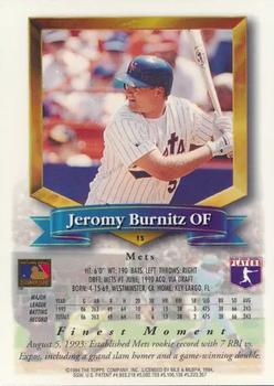 1994 Finest - Refractors #15 Jeromy Burnitz Back