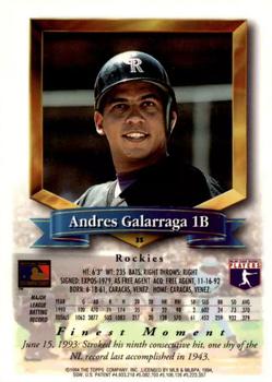 1994 Finest - Refractors #35 Andres Galarraga Back