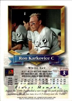 1994 Finest - Refractors #71 Ron Karkovice Back