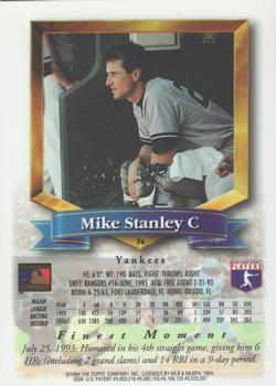 1994 Finest - Refractors #76 Mike Stanley Back
