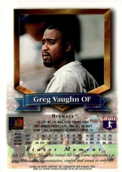 1994 Finest - Refractors #89 Greg Vaughn Back