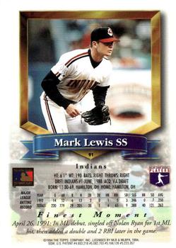 1994 Finest - Refractors #91 Mark Lewis Back