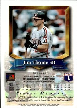 1994 Finest - Refractors #102 Jim Thome Back
