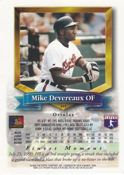1994 Finest - Refractors #117 Mike Devereaux Back