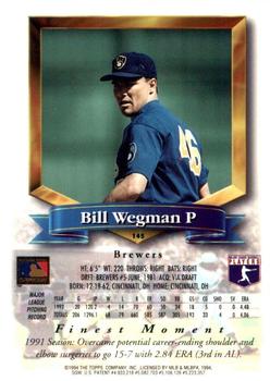 1994 Finest - Refractors #145 Bill Wegman Back