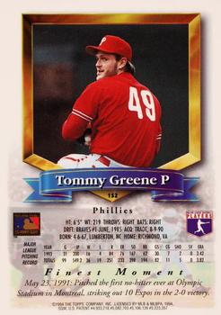 1994 Finest - Refractors #152 Tommy Greene Back