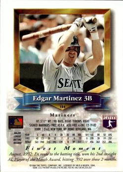 1994 Finest - Refractors #154 Edgar Martinez Back