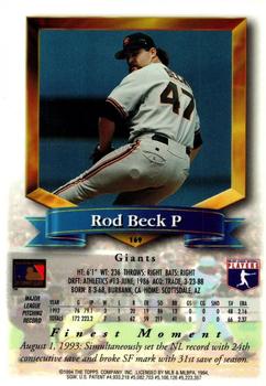 1994 Finest - Refractors #169 Rod Beck Back