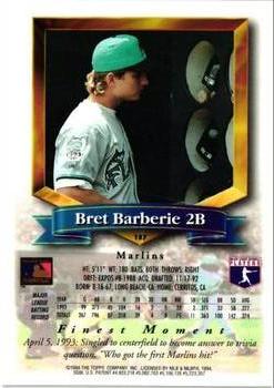 1994 Finest - Refractors #187 Bret Barberie Back