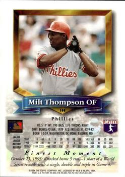 1994 Finest - Refractors #198 Milt Thompson Back