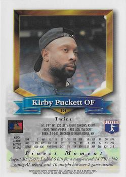 1994 Finest - Refractors #204 Kirby Puckett Back