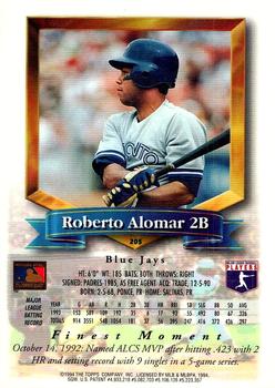 1994 Finest - Refractors #205 Roberto Alomar Back