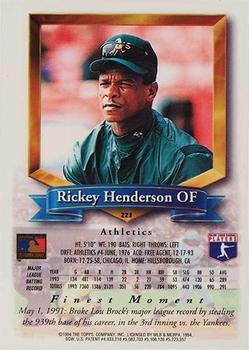 1994 Finest - Refractors #223 Rickey Henderson Back